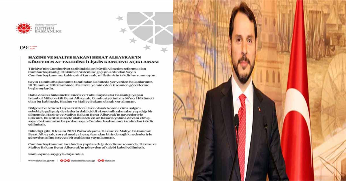 Berat Albayrak’ın istifa'sı kabul edildi