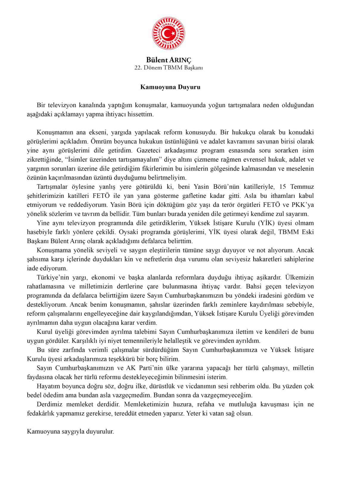 Bülent Arınç İstifa Etti 2 bulent arinc istifa