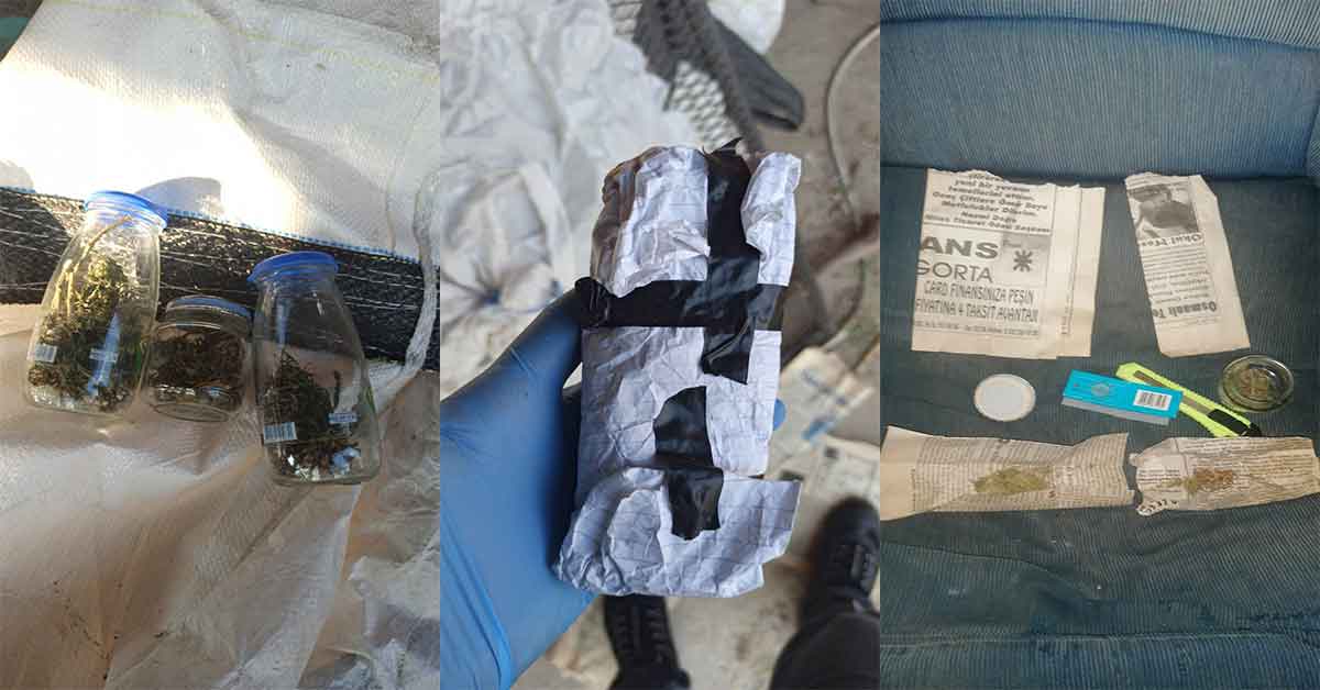 Evden, bahçeden ve traktörden esrar çıktı
