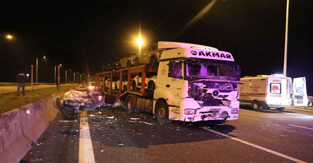 Freni patlayan kamyon önündeki araçları biçti 1 freni patlayan kamyon