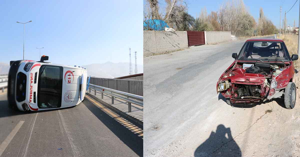 Vakaya giden ambulans devrildi