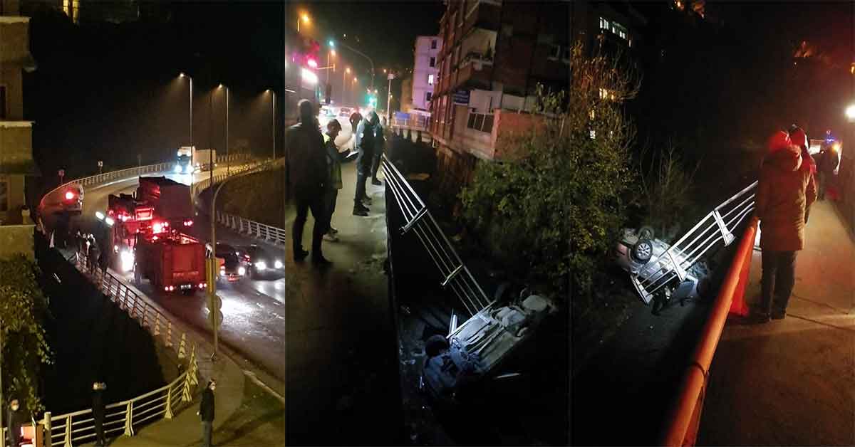 Kontrolden çıkan otomobil köprüden uçtu: 3 yaralı 1 Kontrolden çıkan otomobil köprüden uçtu: 3 yaralı