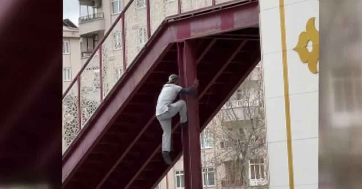 Tırmandığı üst geçitte yaptığı akrobasi hareketleriyle korkuttu