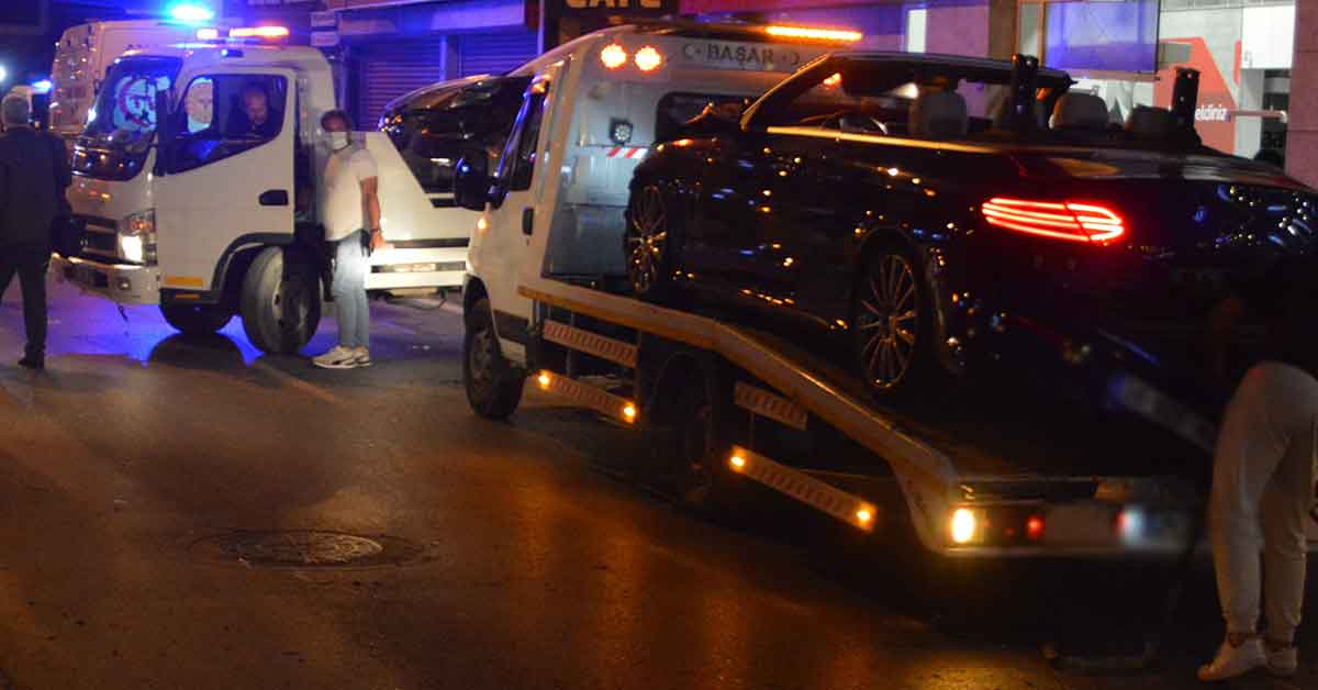 Makas atan otomobil bankaya girdi