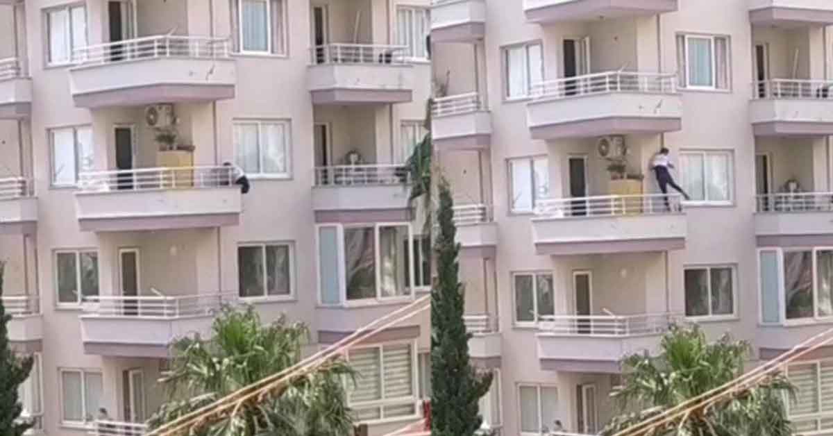 Polisten kaçmak için balkondan 6'ncı kattan 5'inci kata indi