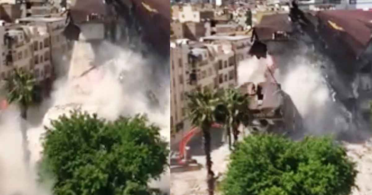 Şanlıurfa'da Binanın yıkılma anı korkuttu