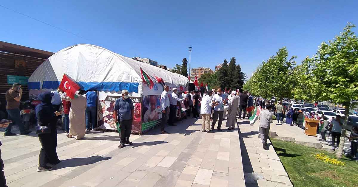 Şanlıurfa'da Filistin için destek çadırı kuruldu