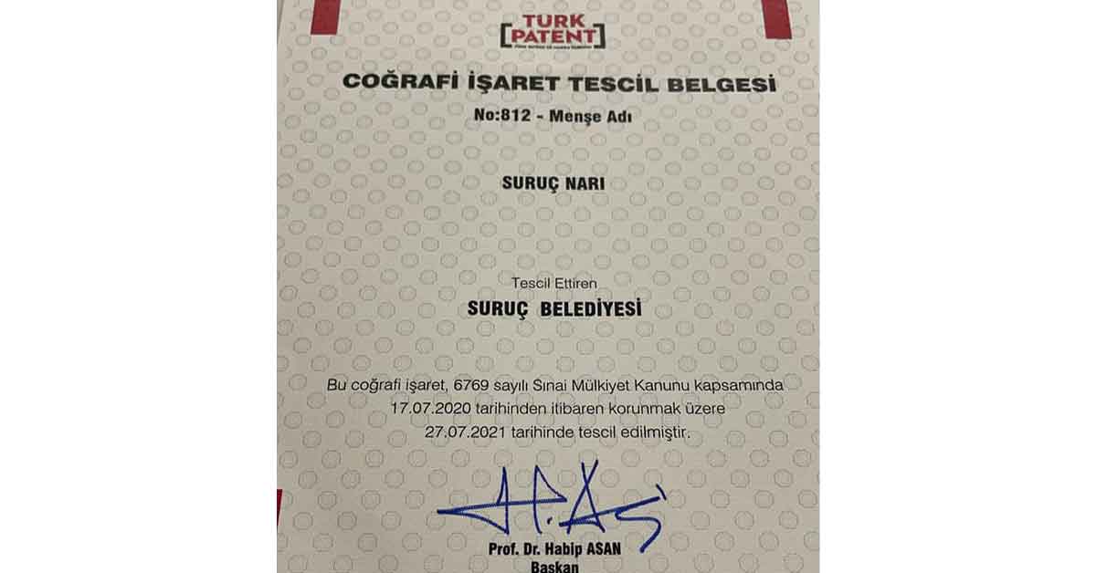 “Suruç Narı” Tescillendi 2 “Suruç Narı” Tescillendi