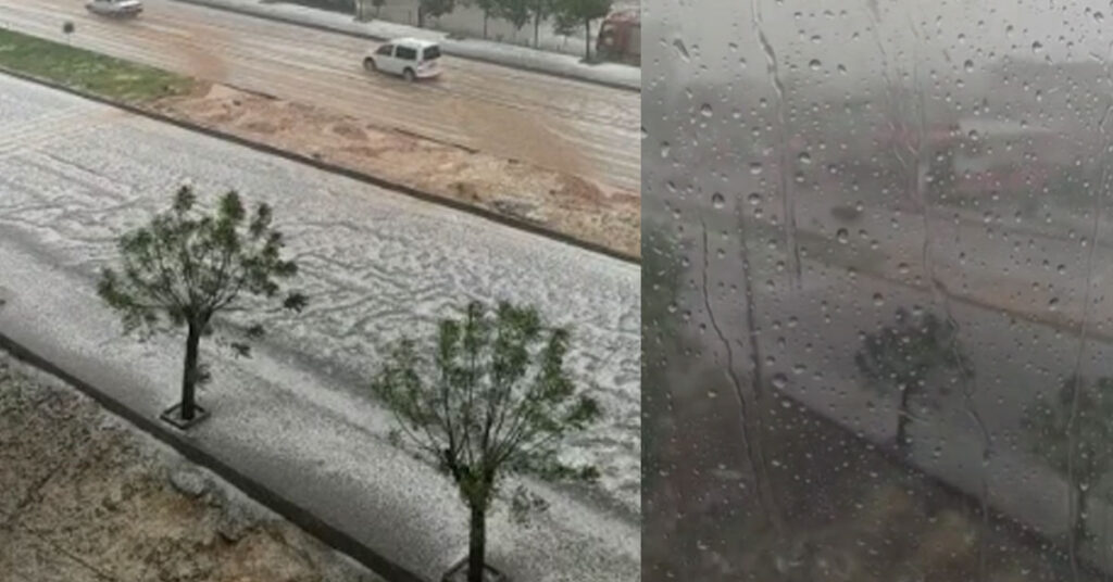 Merkeze Yağmur Yağdı! Hilvan'ı Dolu Vurdu 1 dolu hilvan