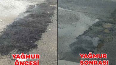 Urfa'da asfalt dökülen yol yağmur sonrası eski haline döndü