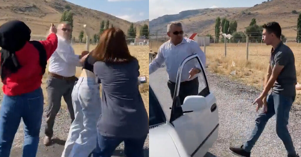 Baba ve Oğlu Köy Yolundaki Kadınları Tekme Tokat Dövdü 1 kadin darp