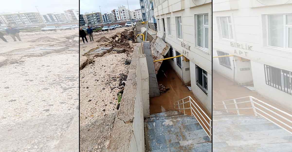 Karaköprü’de yağış sonrası istinat duvarı çöktü