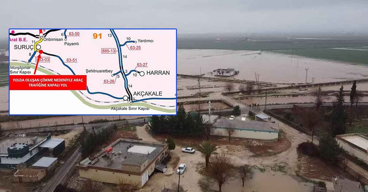 Sel sonrası Suruç-Akçakale yolu ulaşıma kapandı